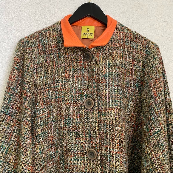 DAM Fashion DEBORAH ANN MACK Lambskin Tweed Wool Poncho Cape With Armhole Size 8 - Picture 8 of 16